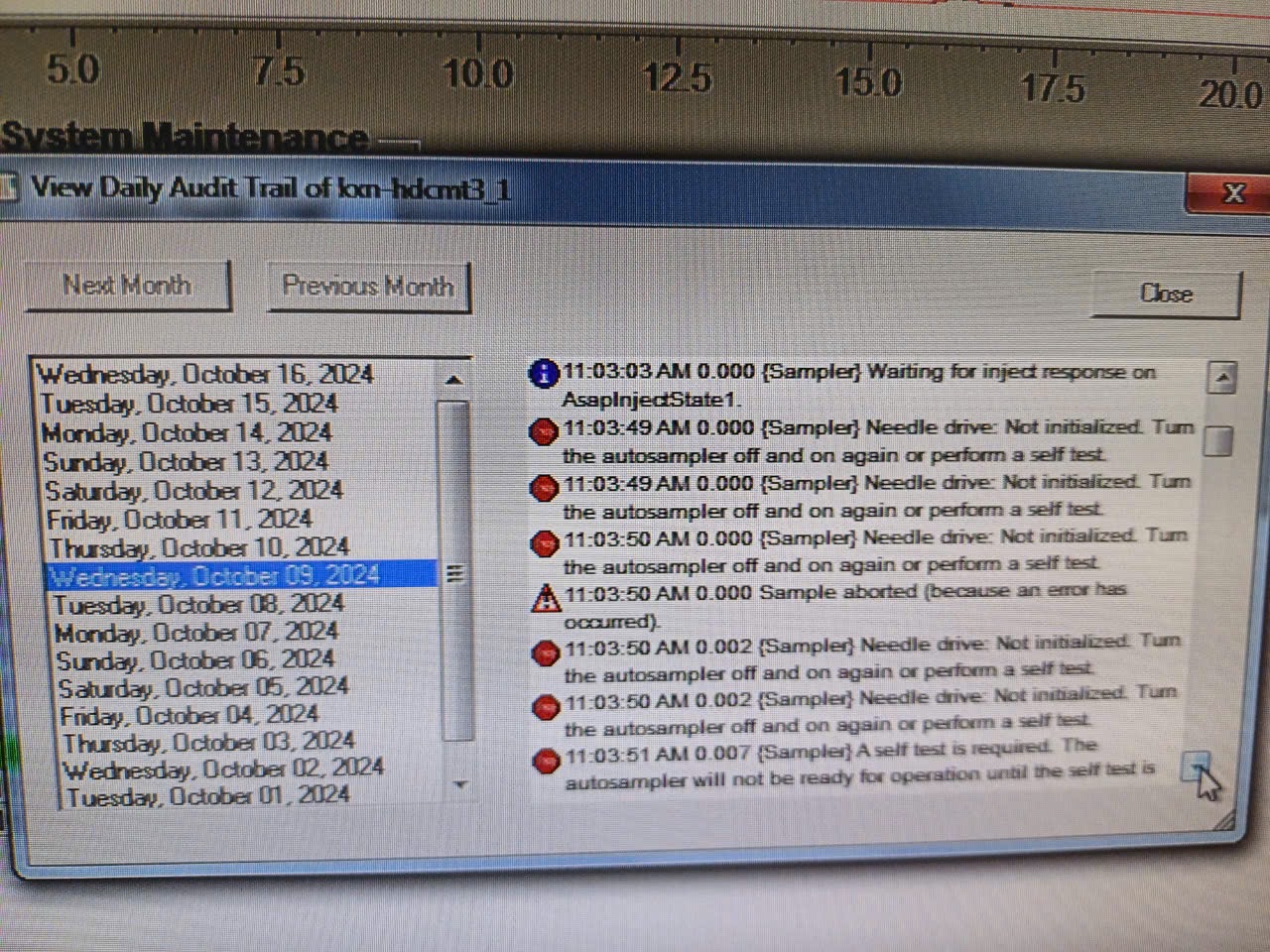 Dionex ICS Autosampler: Needle drive not initialized